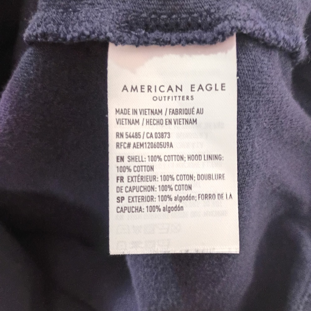 American Eagle Mens Navy Blue Super Soft Logo Graphic Hoodie Sweatshirt Large - Picture 8 of 13
